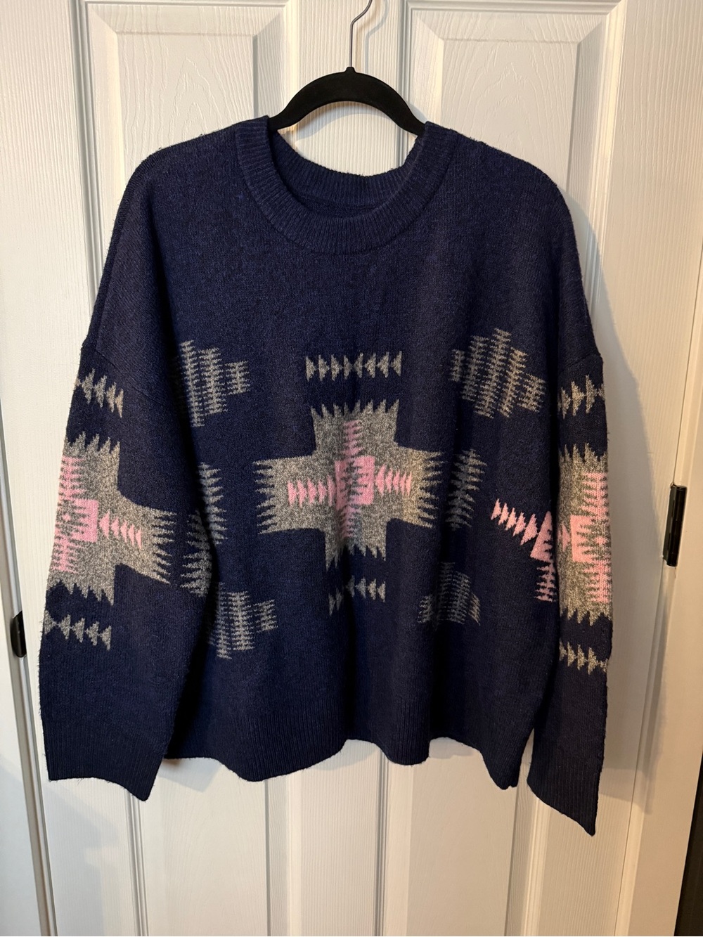 Eddie Bauer Crewneck Sweater with Pink & Gray Accents